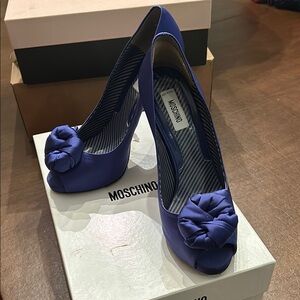 Moschino Blue Peep Toe Heels